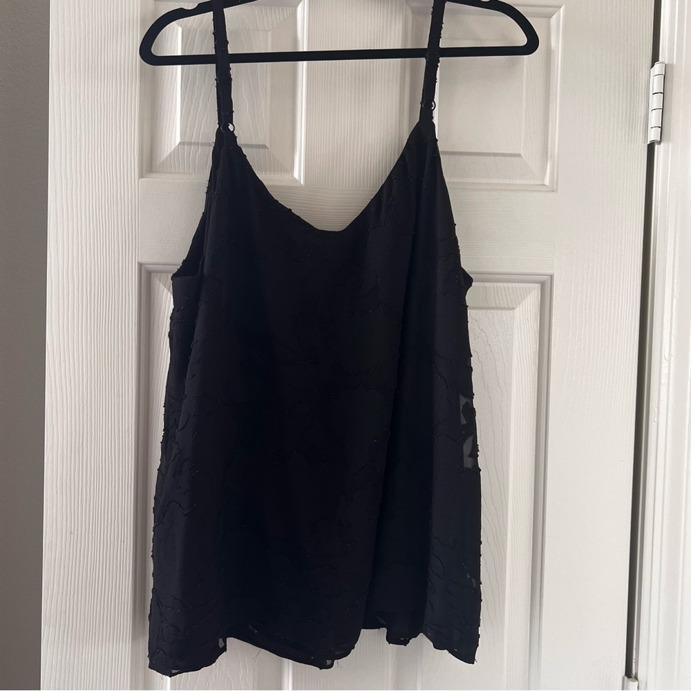 Black floral lace pattern sleeveless blouse. Like new barely worn.